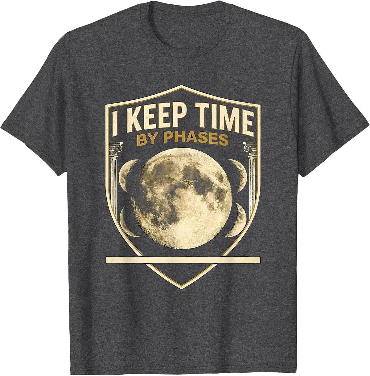 I Keep Time By Phases Celestial Moon Phase Astronomy Boho T-Shirt - Dark Heather Grey