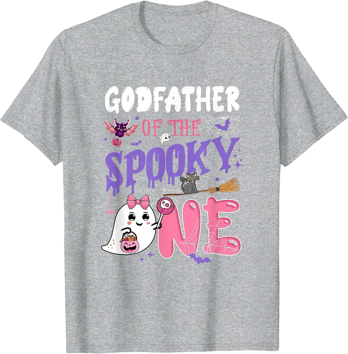 Godfather of The Spooky One 1St Birthday Girl Halloween T-Shirt - Heather Grey