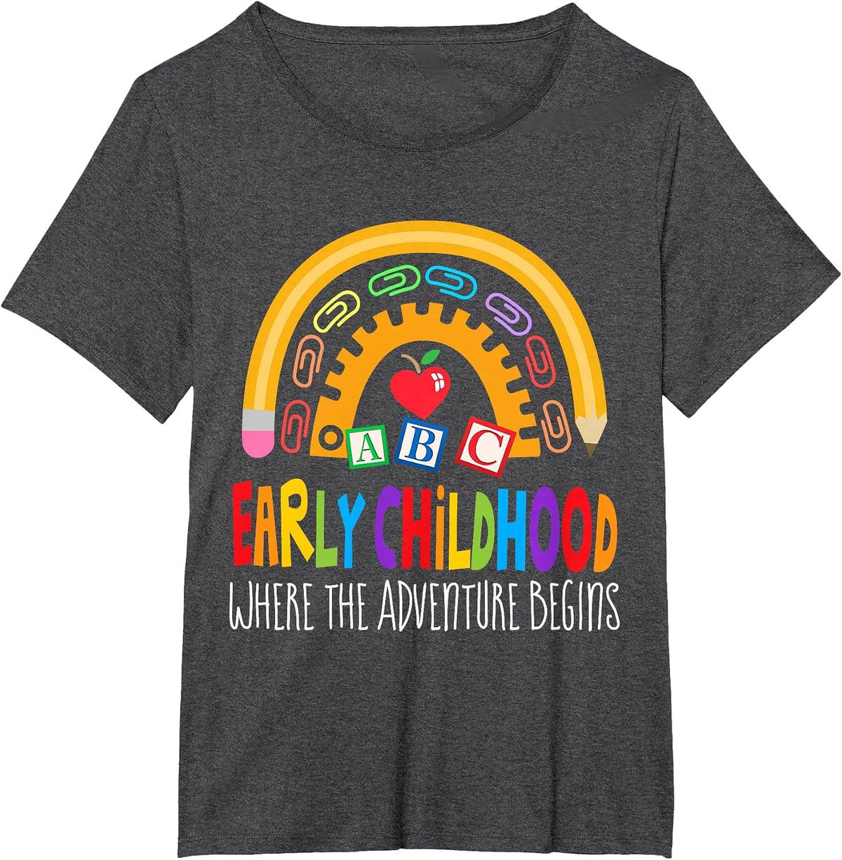 Teacher Early Childhood Education Preschool Head Start Crew T-Shirt - Dark Heather Grey