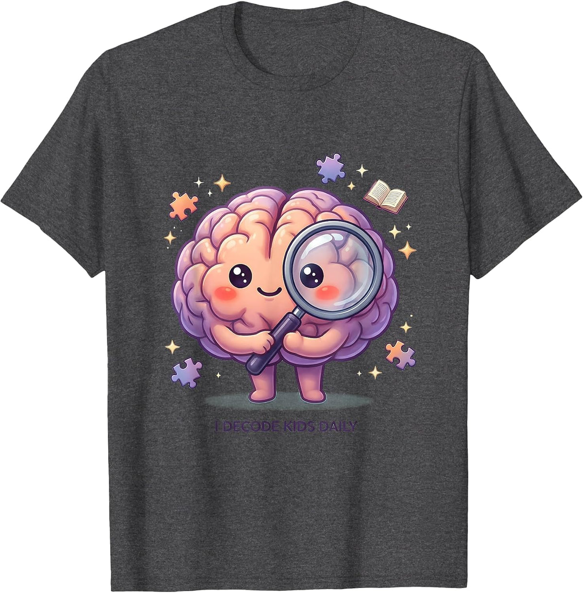 I Decode Kids Daily School Psychologist Design T-Shirt - Dark Heather Grey