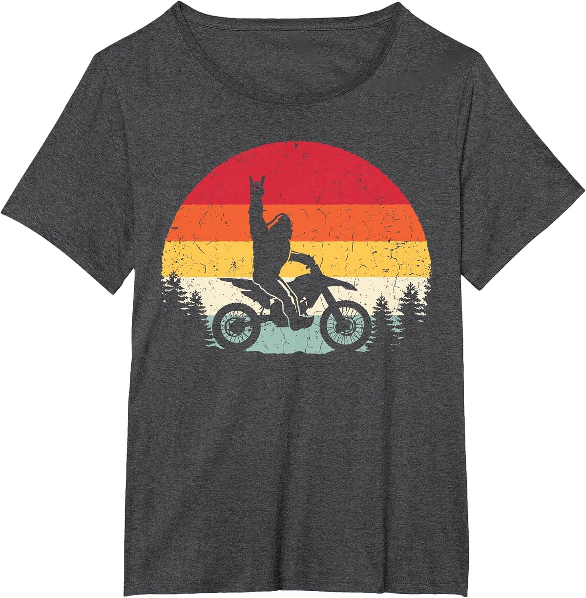 Bigfoot Dirt Bike Motocross Funny Sasquatch Enduro Vintage T-Shirt - Dark Heather Grey