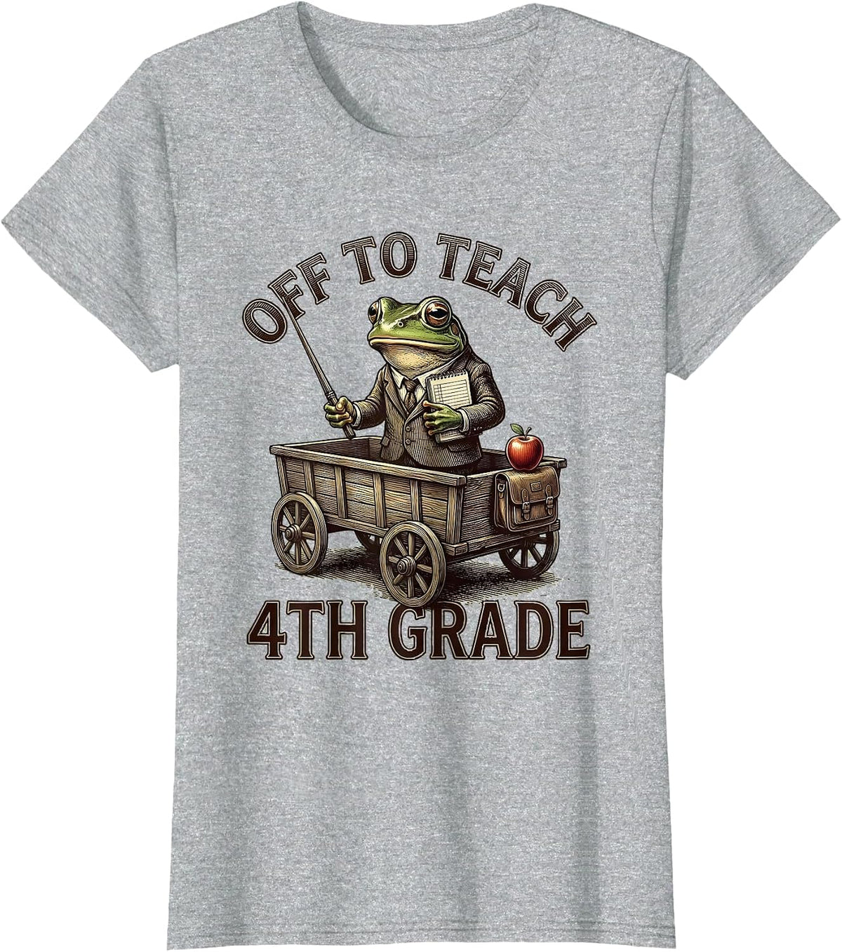Off To Teach 4th Grade Funny Teacher Frog Back To School T-Shirt - Heather Grey