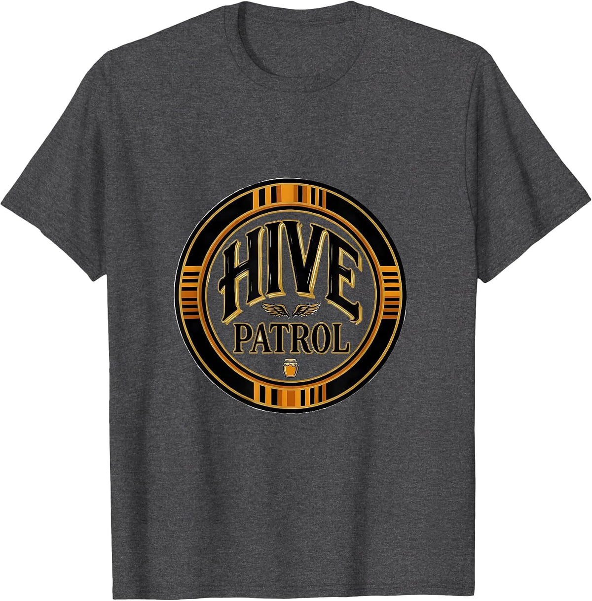 Men's Hive Patrol Playful Bee Honey Jar Halloween Costume Matching T-Shirt - Dark Heather Grey