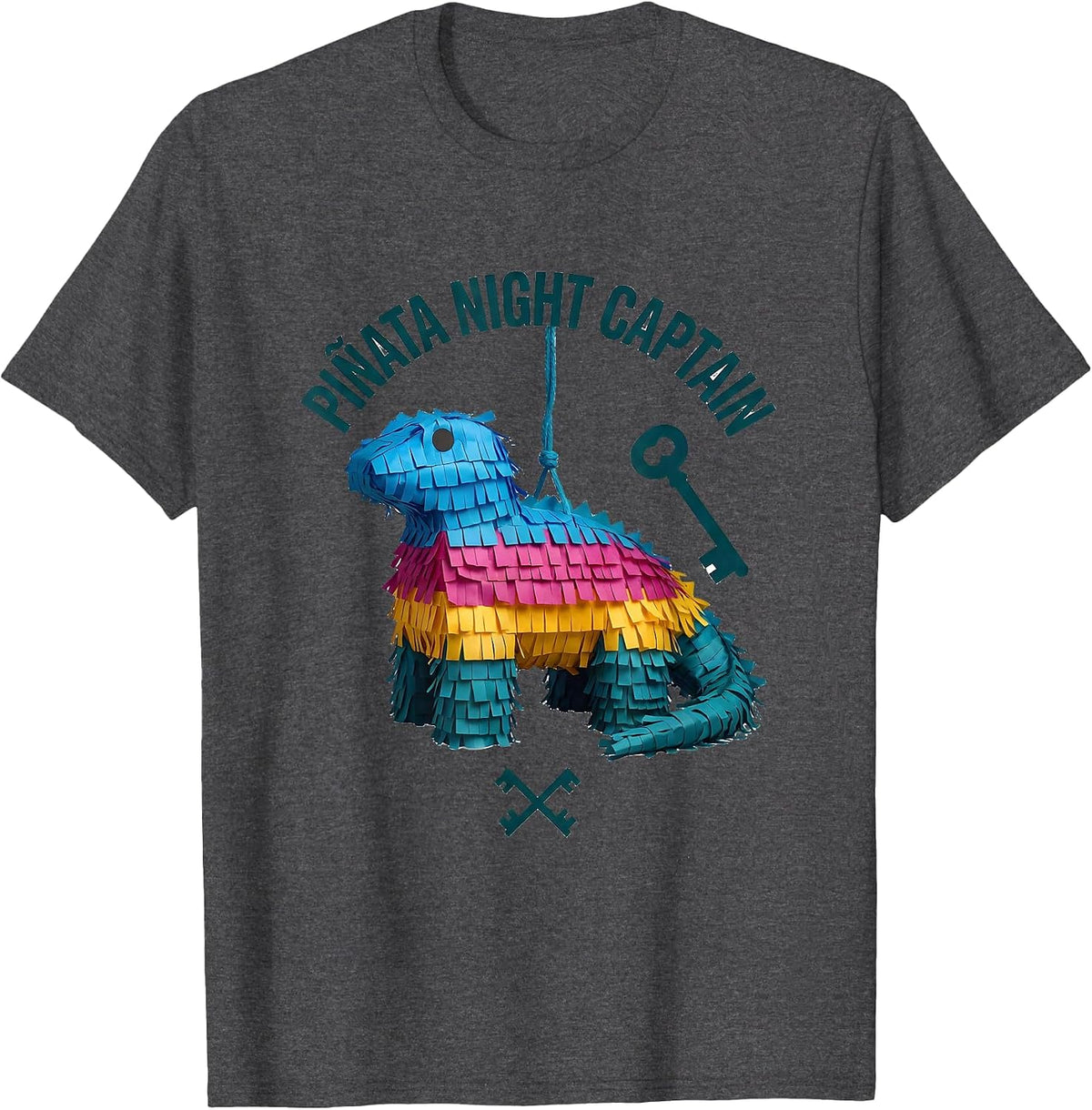 Piñata Night Captain Funny Cinco De Mayo Party Costume T-Shirt - Dark Heather Grey