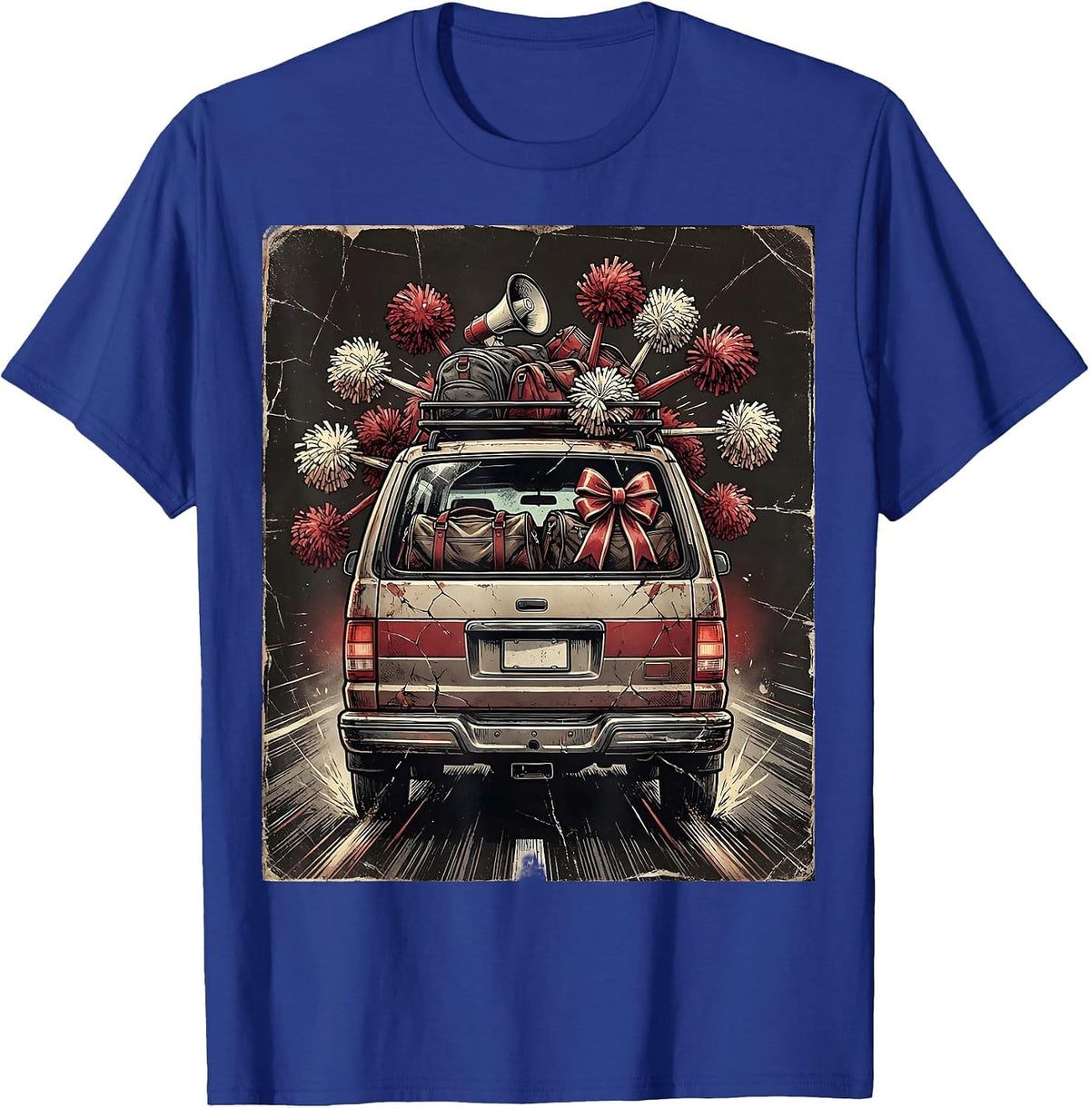 Men's Cheer Mom Van On The Go Graphic Design T-Shirt - Royal Blue