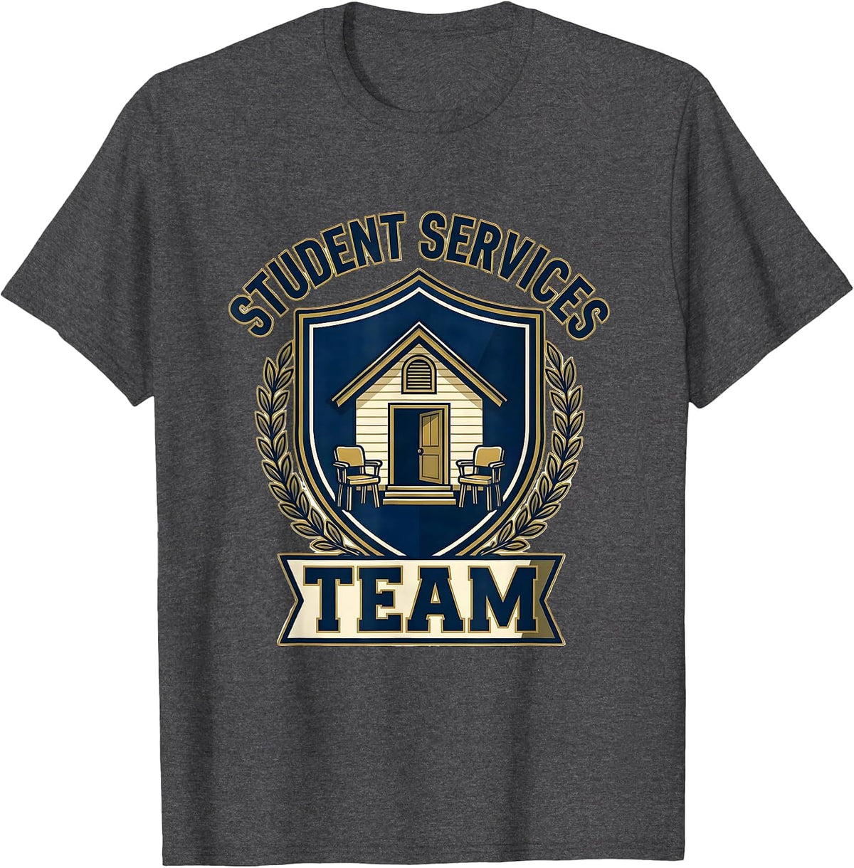 Men's Student Services Team Retro Emblem School Counselor T-Shirt - Dark Heather Grey