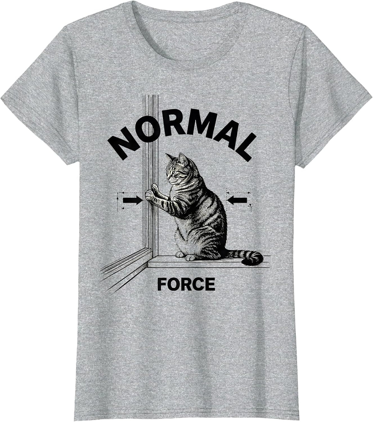 Normal Force Funny Cat Physics Science Teacher Gift T-Shirt - Heather Grey