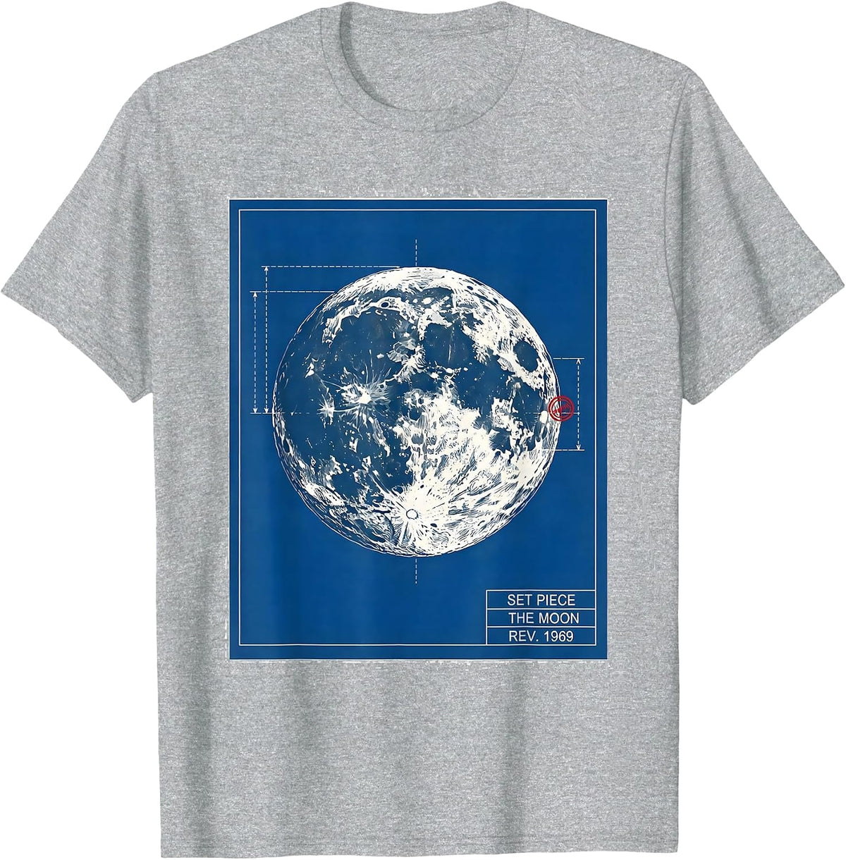 Men's Set Piece The Moon Rev 1969 Technical Blueprint Astronomy T-Shirt - Heather Grey