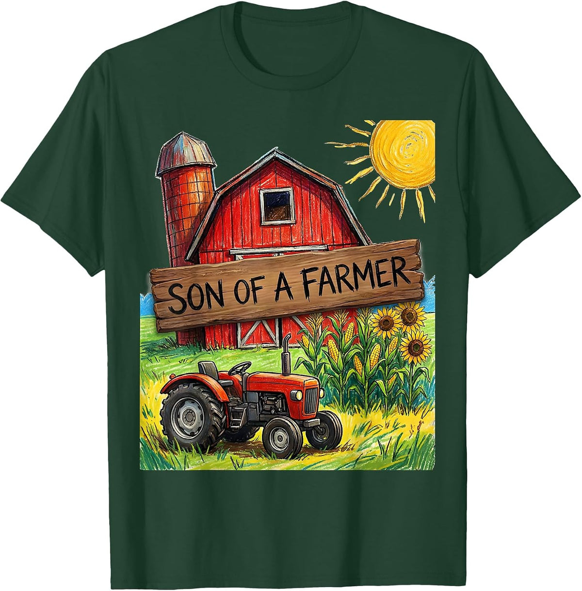 Men's Son of a Farmer Country Pride Graphic Design T-Shirt - Dark Green