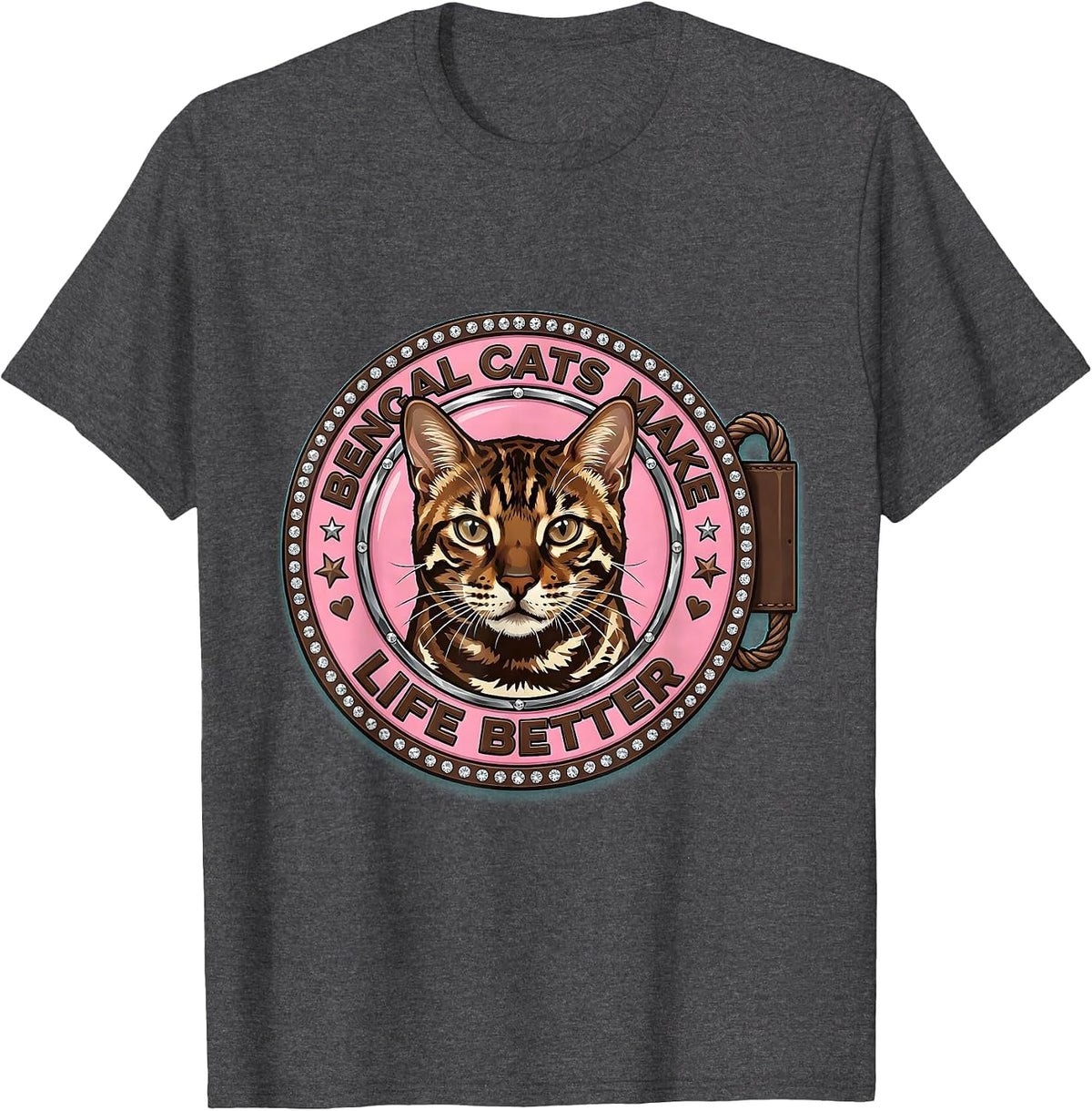 Men's Bengal Cats Make Life Better Cat Lover Design T-Shirt - Dark Heather Grey