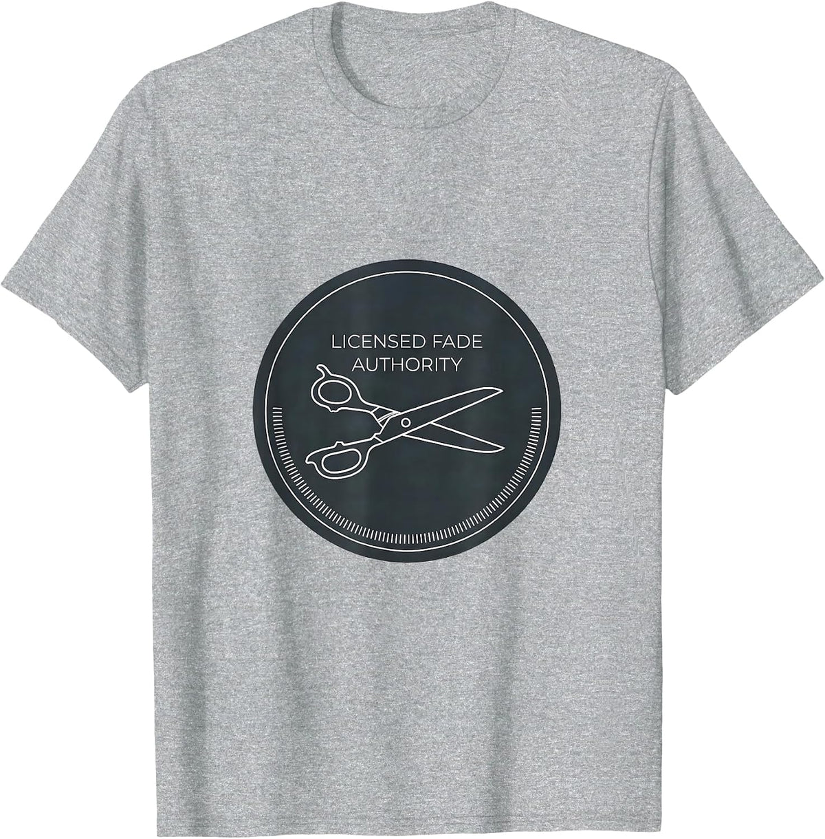 Men's Licensed Fade Authority Minimalist Barber Humor Gift T-Shirt - Heather Grey