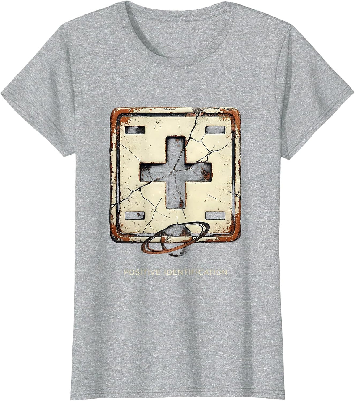 Positive Identification Distressed Science Humor Chemistry T-Shirt - Heather Grey