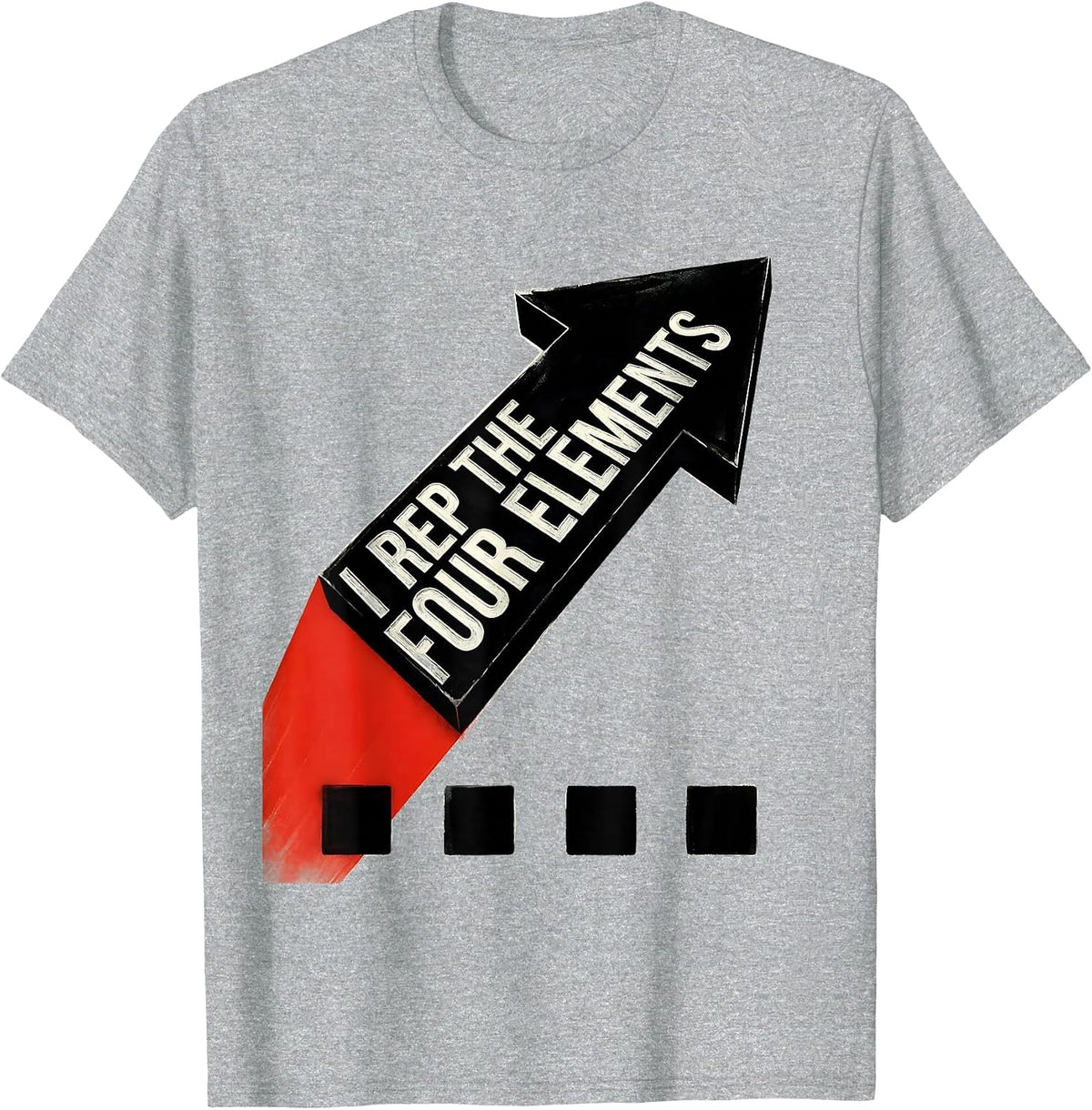 Men's I Rep The Four Elements Constructivist Graffiti Hip Hop Rap T-Shirt - Heather Grey