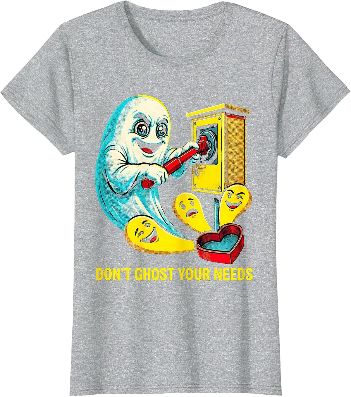 Don't Ghost Your Needs Pop Art Mental Health Halloween T-Shirt - Heather Grey