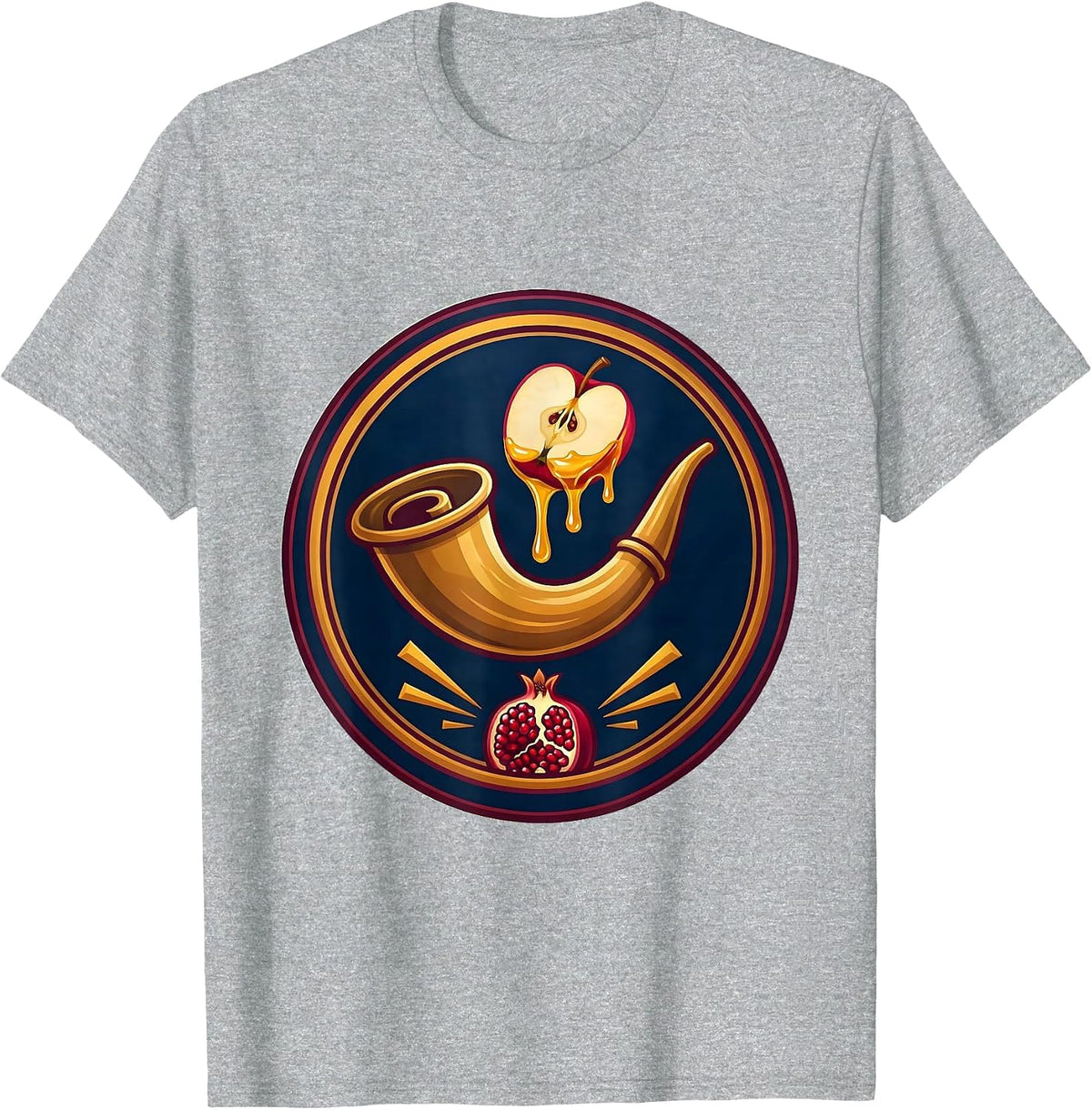 Men's Sealed Shield Badge Rosh Hashanah Jewish New Year T-Shirt - Heather Grey