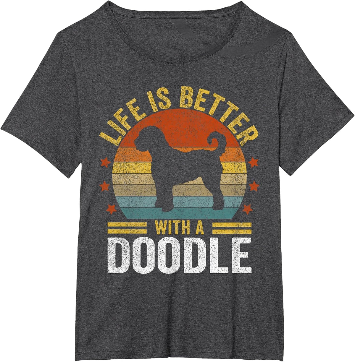 Life is Better with A Doodle Retro Goldendoodle Dog Vintage T-Shirt - Dark Heather Grey
