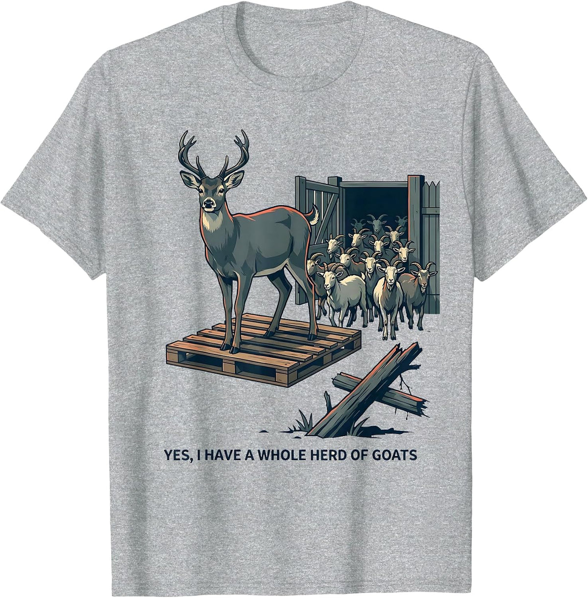 Men's Yes I Have A Whole Herd Of Goats Funny Goat Lover Farmer T-Shirt - Heather Grey