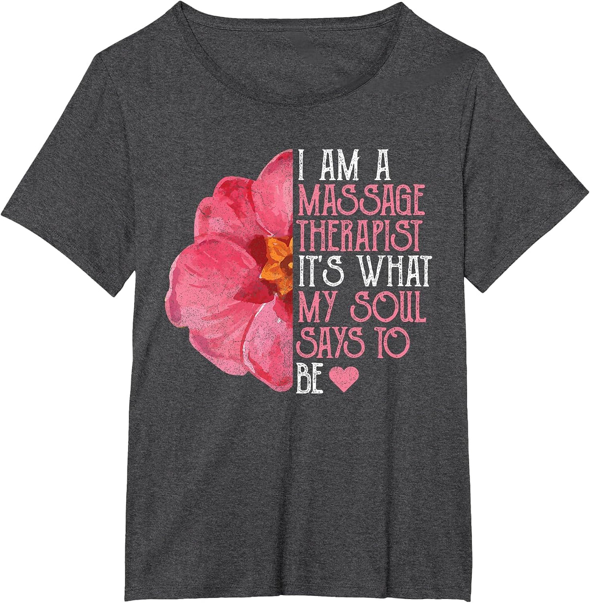Massage Therapist Uniform for Women, Masseuse Floral T-Shirt - Dark Heather Grey