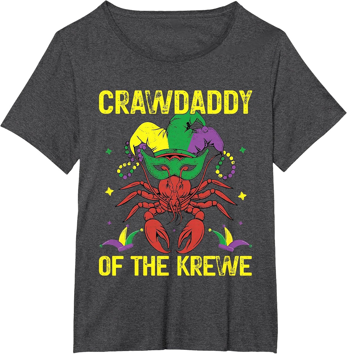 Crawdaddy the Krewe Mardi Gras New Orleans Crawfish T-Shirt - Dark Heather Grey