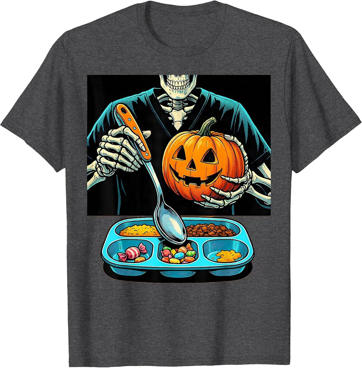 Skeleton Occupational Therapist Halloween Pop Art Therapy T-Shirt - Dark Heather Grey