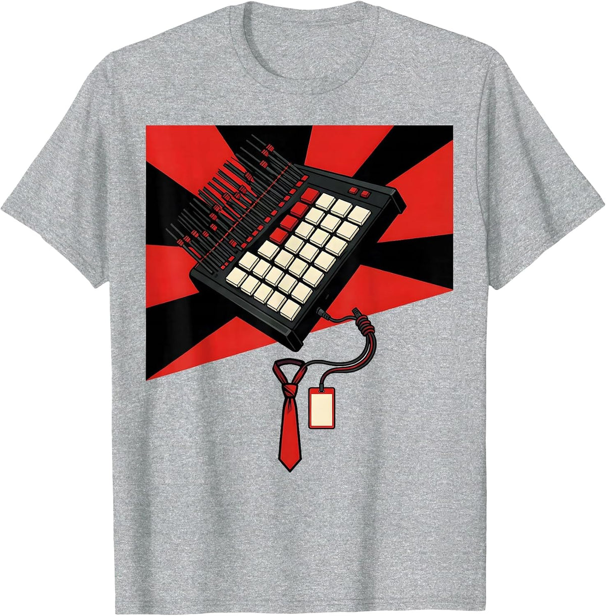 Men's Drum Machine Retro Hip Hop Throwback Graphic T-Shirt - Heather Grey
