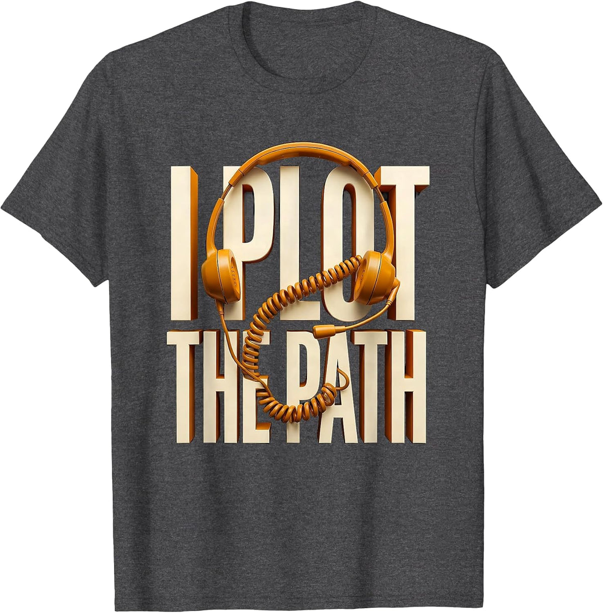 Men's I Plot The Path 911 Dispatcher Thin Yellow Line Emergency T-Shirt - Dark Heather Grey