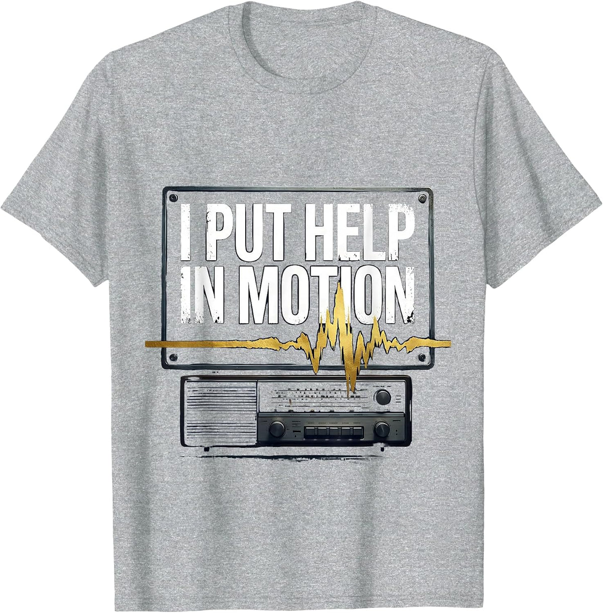 Men's I Put Help In Motion Patriotic 911 Dispatcher Thin Gold Line T-Shirt - Heather Grey