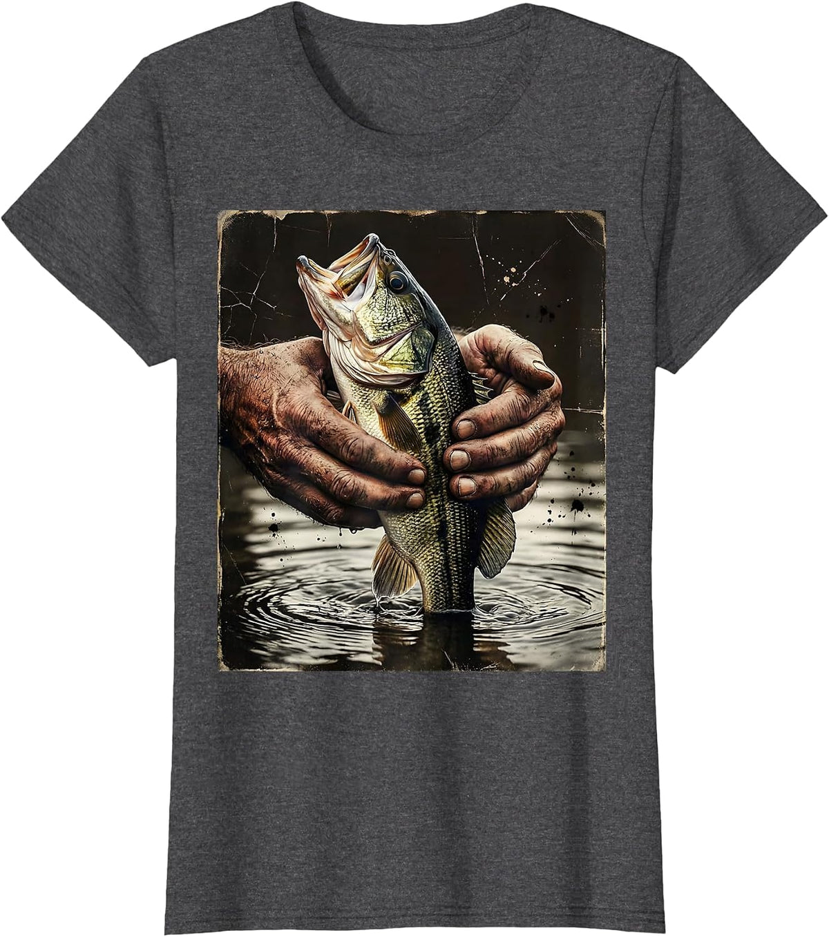 Women's Catch and Release Bass Fishing Graphic Tee T-Shirt - Dark Heather Grey