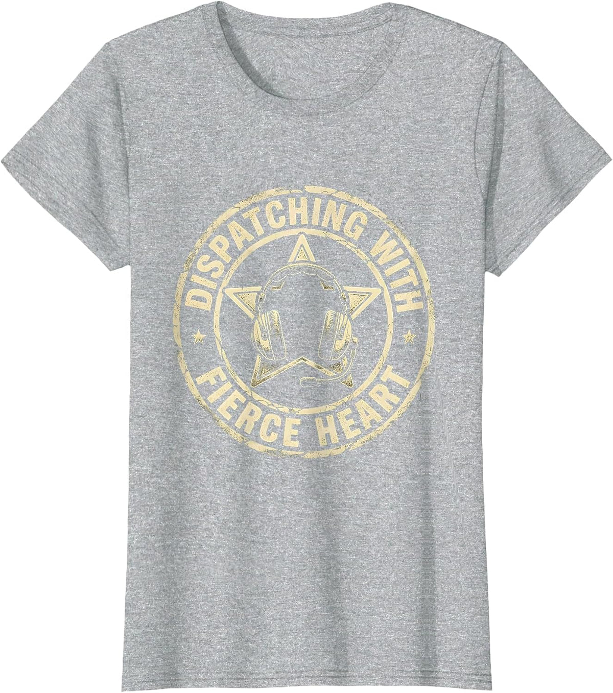 911 Dispatcher Dispatching with Fierce Heart Design T-Shirt - Heather Grey
