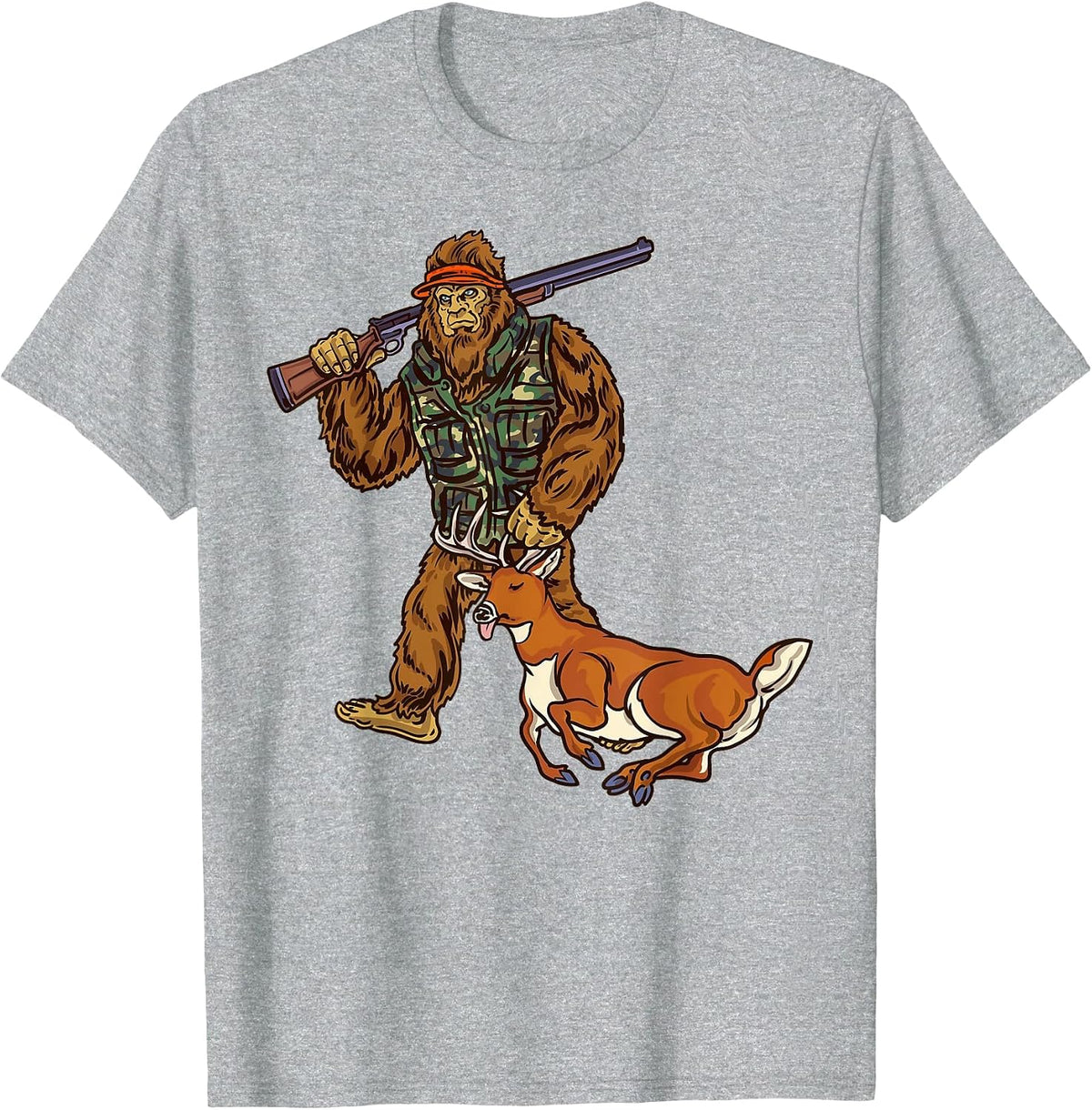 White Tail Deer Hunting Bigfoot Hunter T-Shirt - Heather Grey