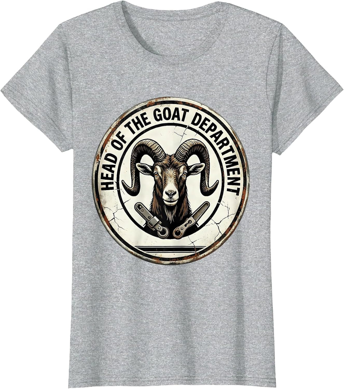 Head Of The Goat Department Funny Goat Owner Farmer Humor T-Shirt - Heather Grey