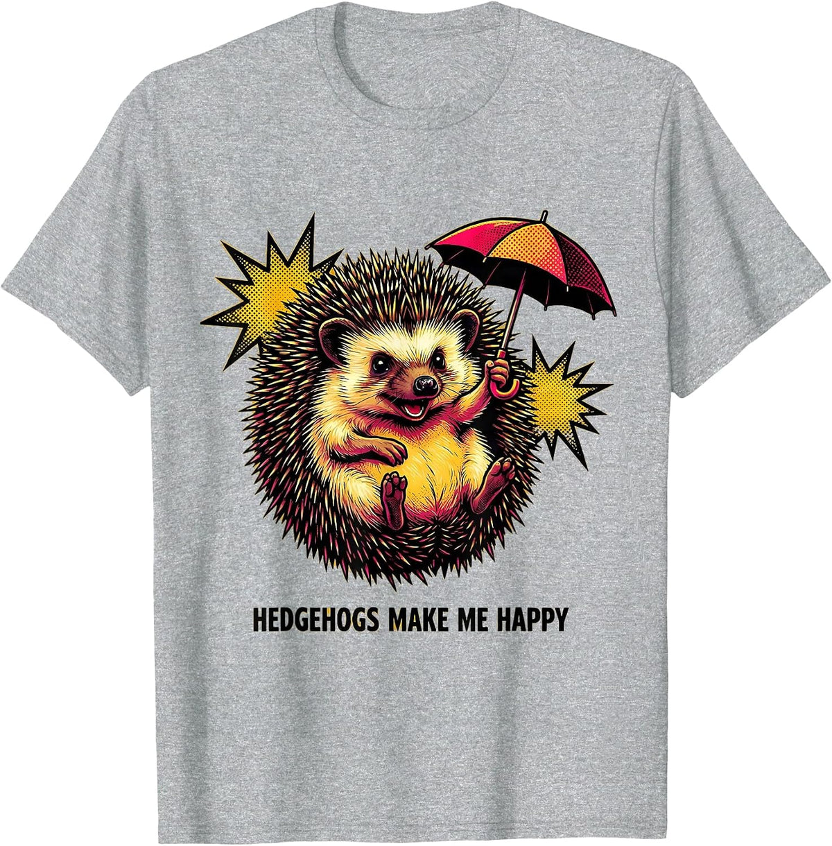 Men's Hedgehogs Make Me Happy Cute Hedgehog Animal Lover Gift T-Shirt - Heather Grey