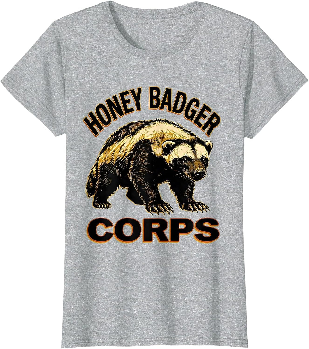 Honey Badger Corps Funny Animal Lover Wildlife Humor T-Shirt - Heather Grey