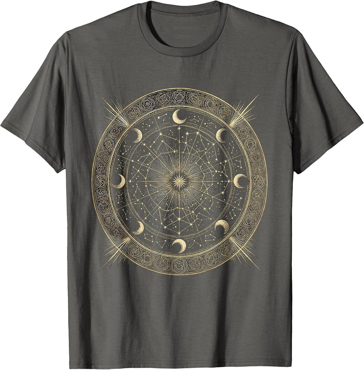 Men's Constellation Map Vintage Parchment Star Chart T-Shirt - Asphalt Grey