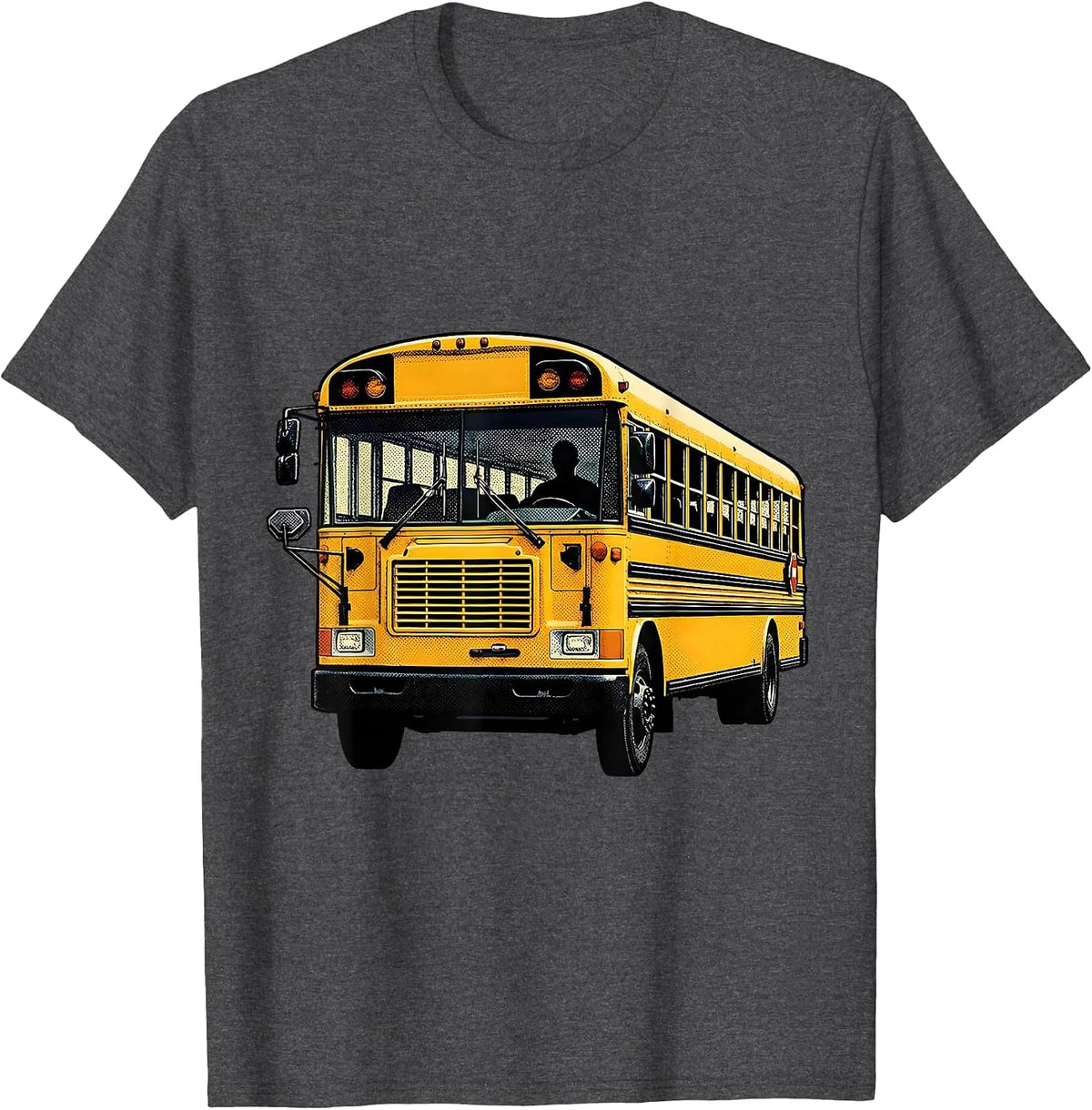 School Bus Driver Appreciation Flat Pop Print Humor T-Shirt - Dark Heather Grey