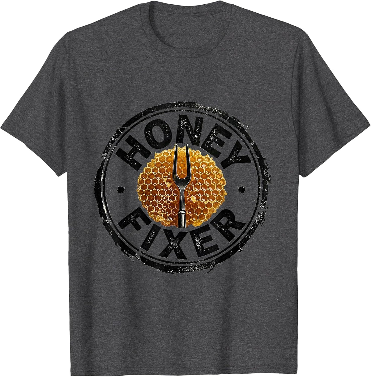 Men's Honey Fixer Rubber Stamp Beekeeper Apiarist Humor T-Shirt - Dark Heather Grey