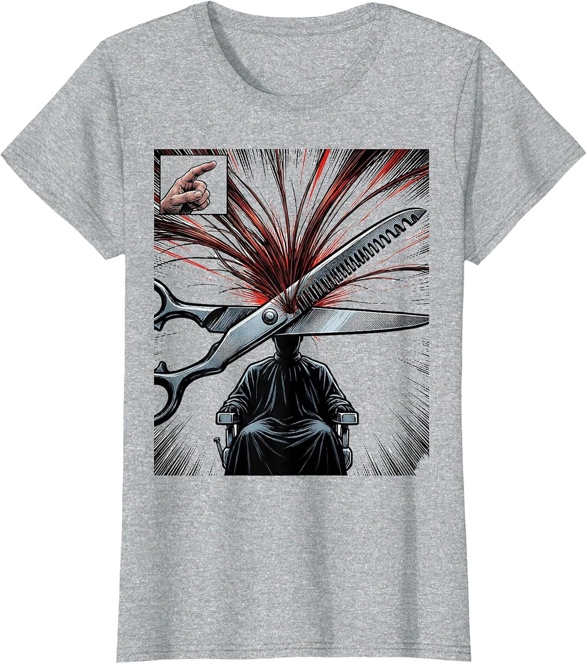 Oversized Shears Hairdresser Barber Comic Book Humor T-Shirt - Heather Grey