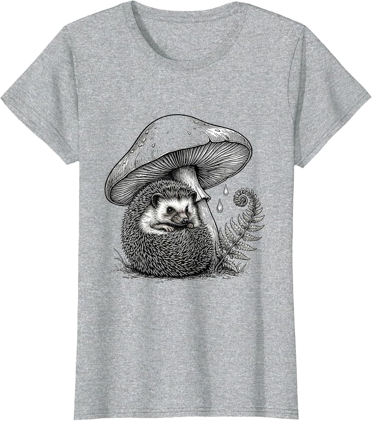 Women's Cute Hedgehog Round Art Animal Lover Gift T-Shirt - Heather Grey