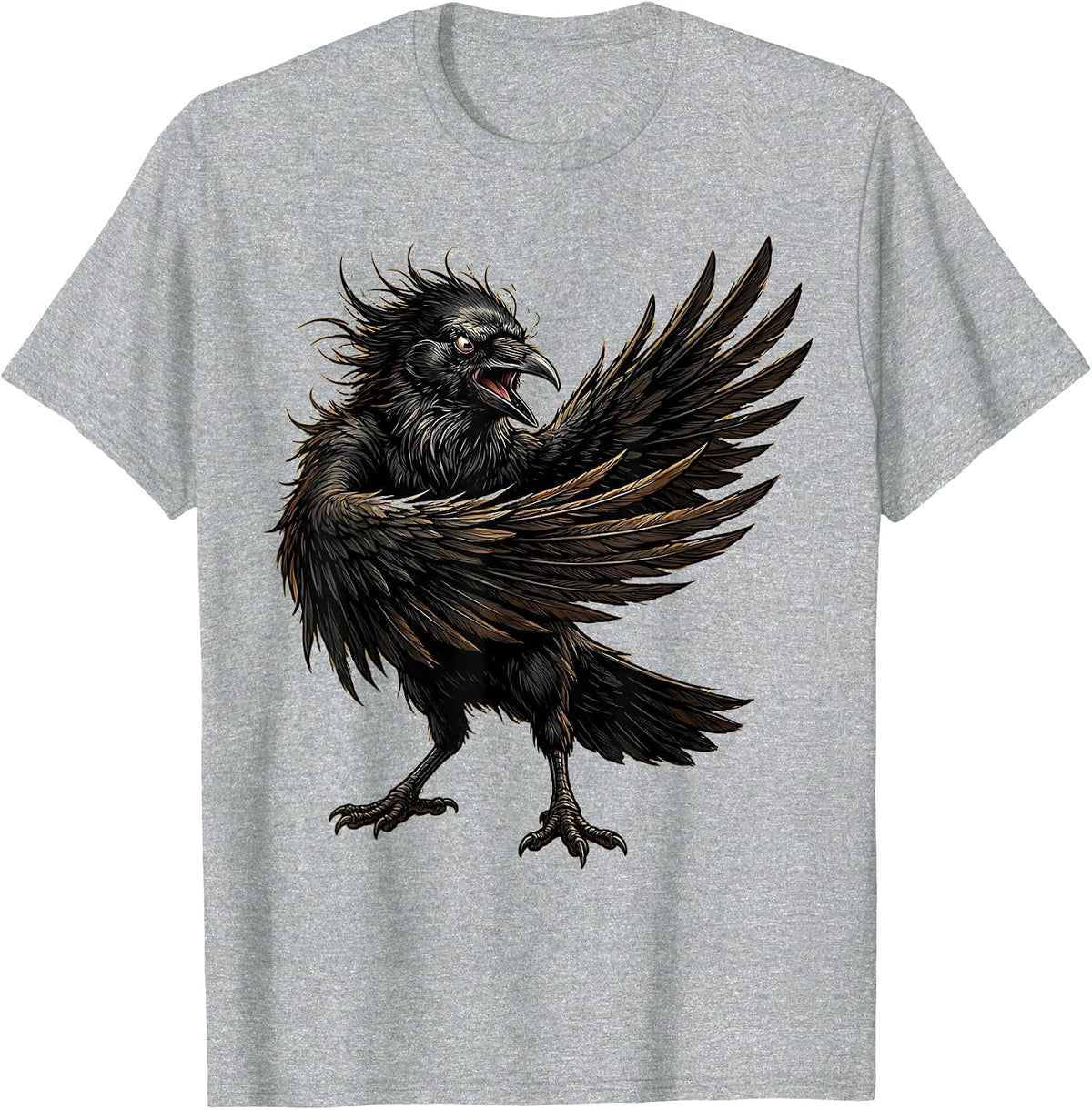 Men's Angry Crow Flipping Wing Graphic T-Shirt - Heather Grey