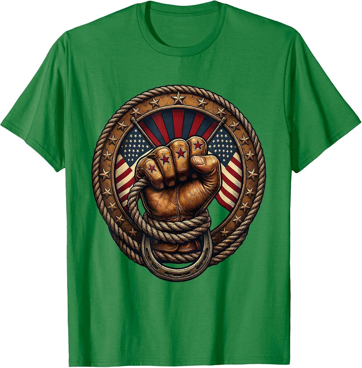 Men's Rodeo Bull Rope Grip Graphic Tee T-Shirt - Kelly Green