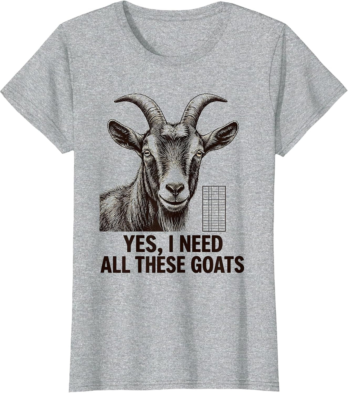 Yes I Need All These Goats Funny Goat Lover Farm Humor T-Shirt - Heather Grey
