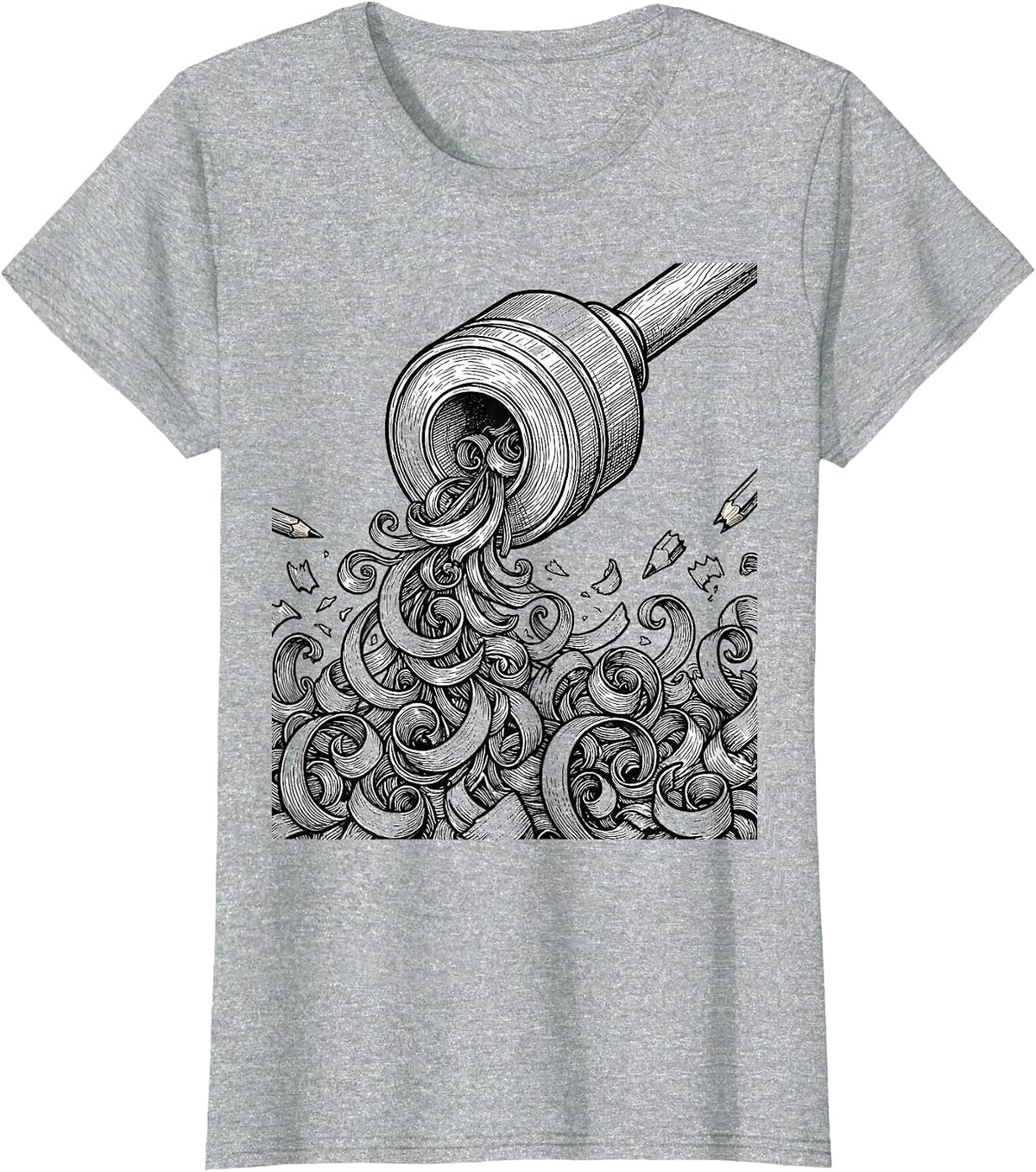 Women's 4th Grade Teacher Colorful Pencil Sharpener Art T-Shirt - Heather Grey