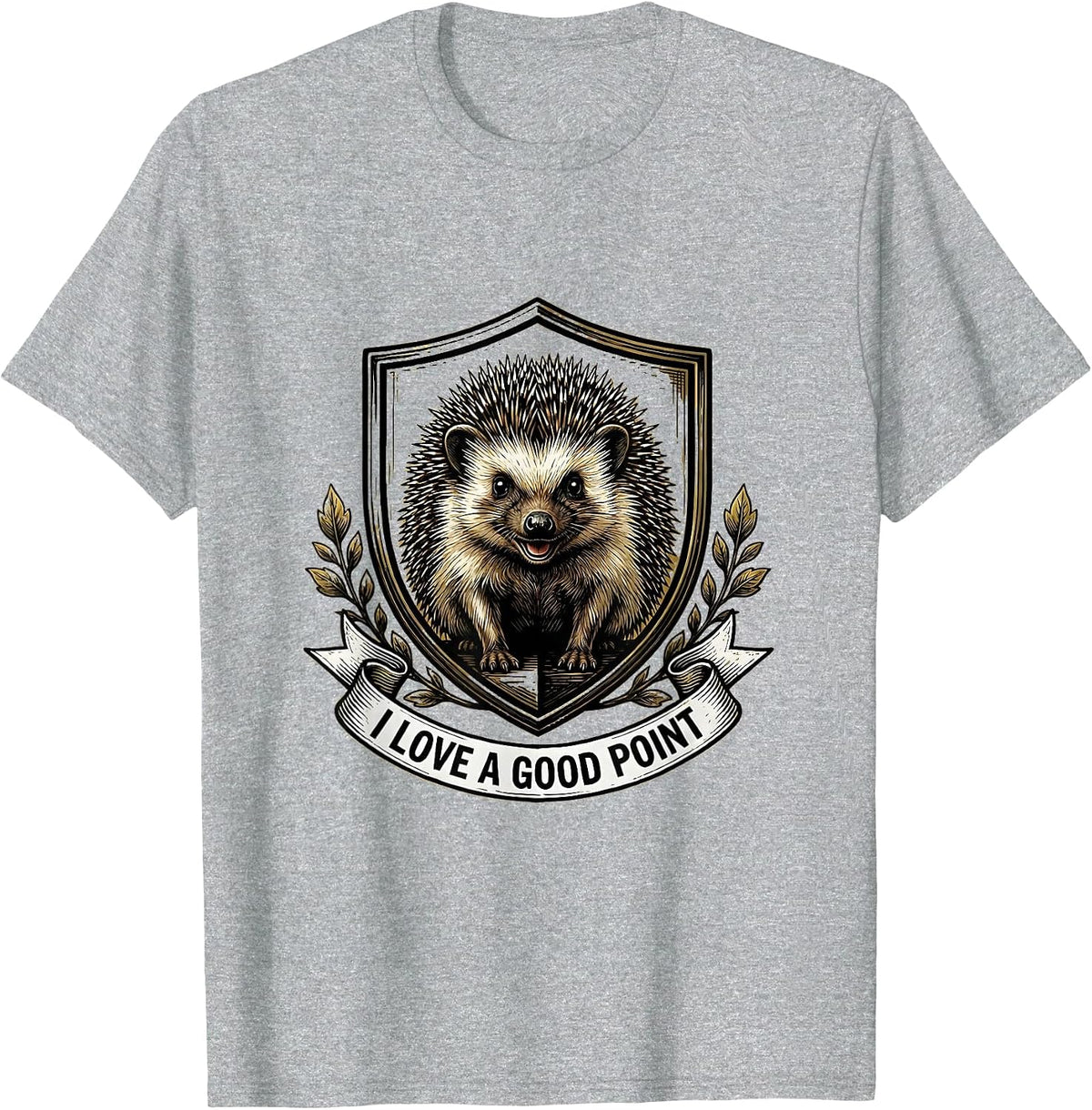 Men's I Love A Good Point Cute Hedgehog Emblem Hedgehog Lover Gift T-Shirt - Heather Grey