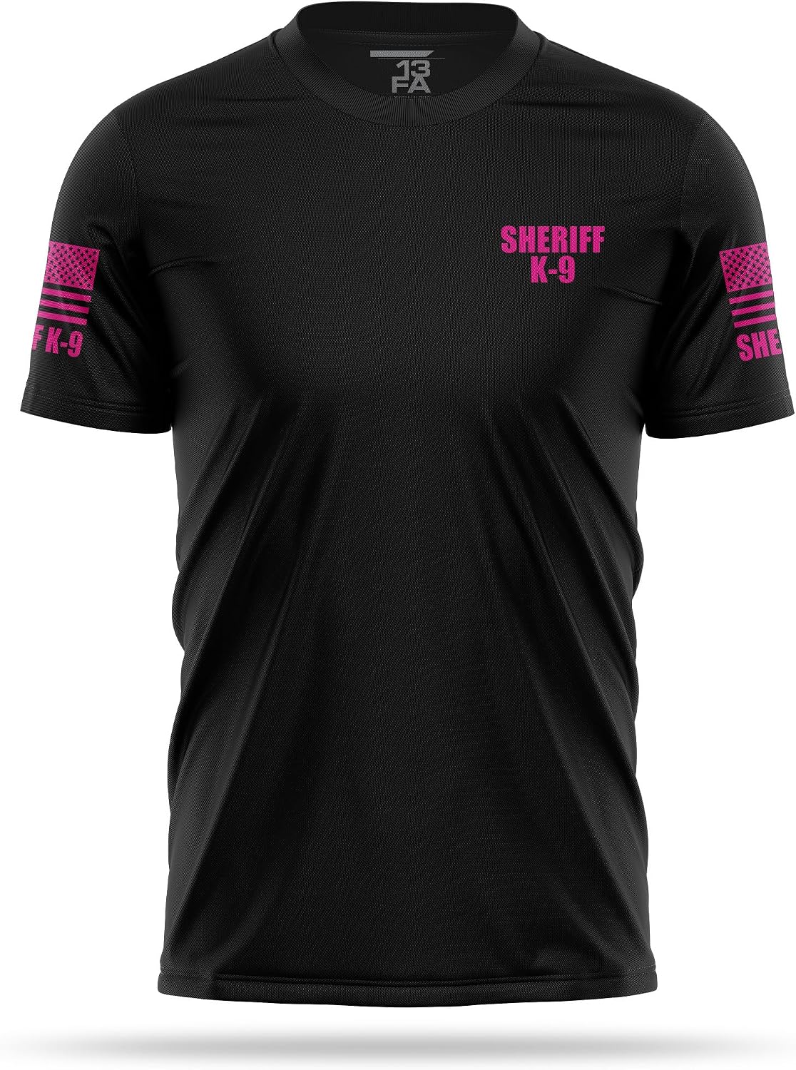13Fifty Sheriff K9 Training Utility Tee, Moisture Wicking - Black & Pink