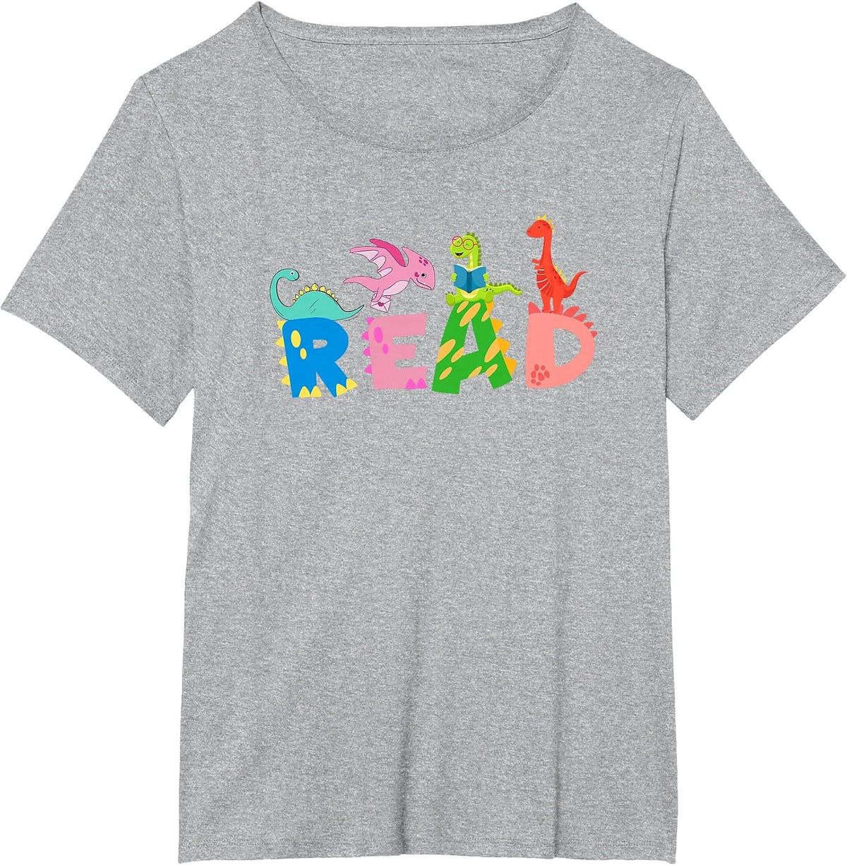 Funny Reading Dinosaur T rex Dino Book Lover T-Shirt - Heather Grey