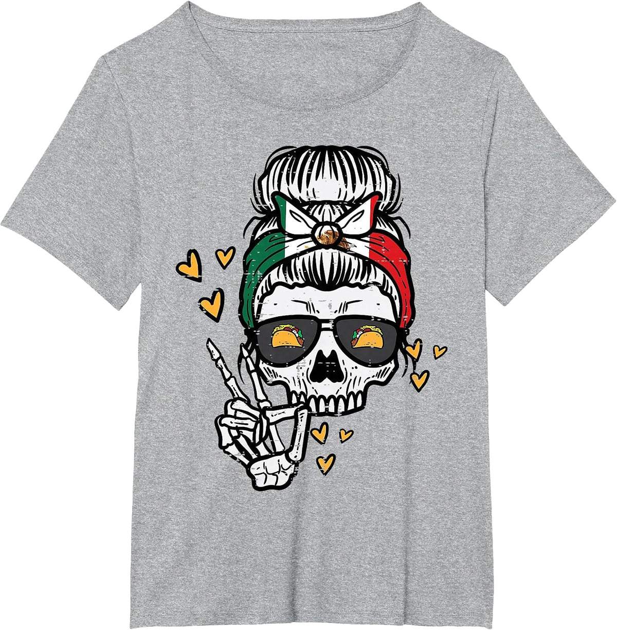 Skeleton Women Mexico Cinco De Mayo Mexican Independence Day T-Shirt - Heather Grey