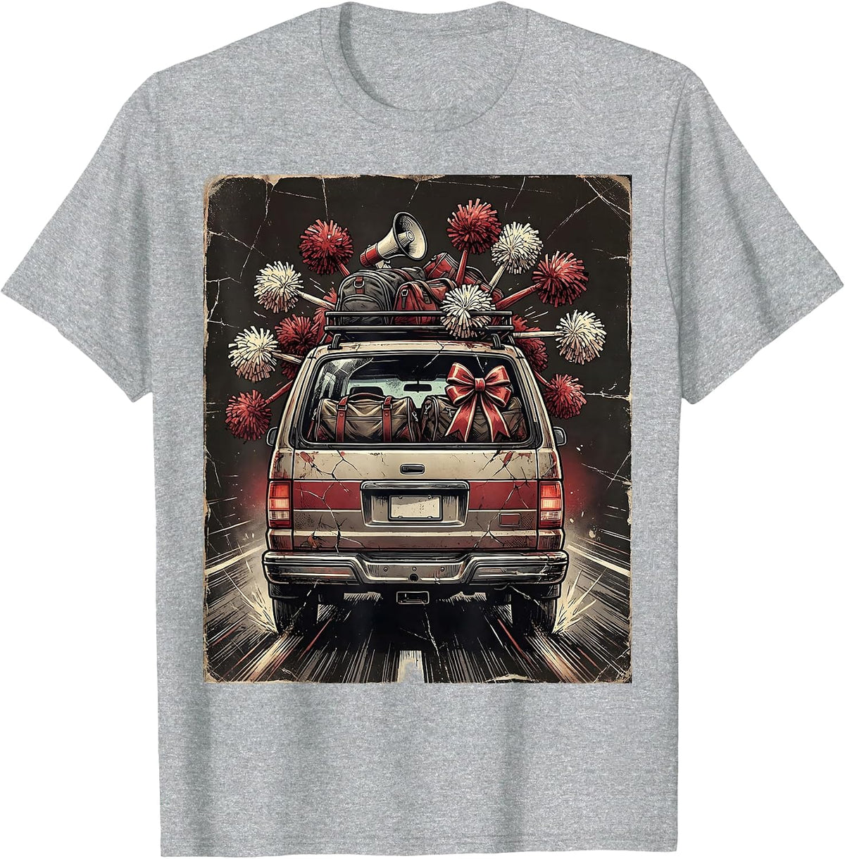 Men's Cheer Mom Van On The Go Graphic Design T-Shirt - Heather Grey
