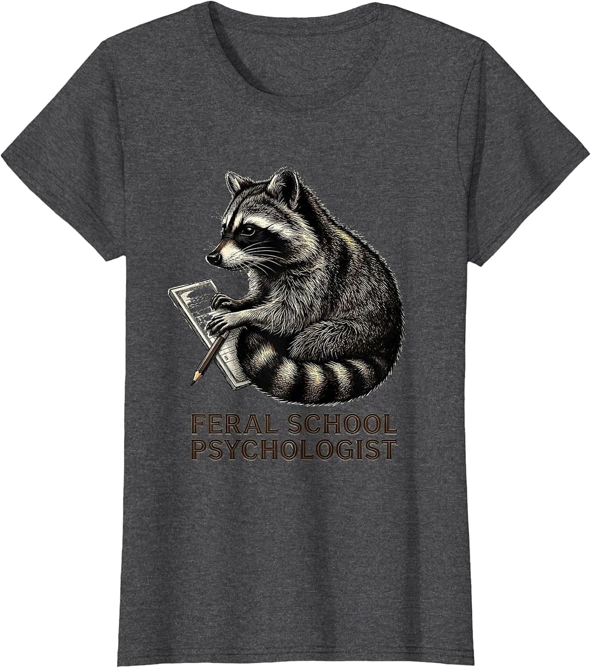 Women's Feral School Psychologist Funny Teacher Back To School T-Shirt - Dark Heather Grey