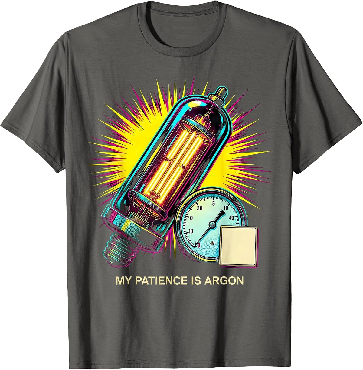 My Patience Is Argon Funny Chemistry Science Teacher Student T-Shirt - Asphalt Grey