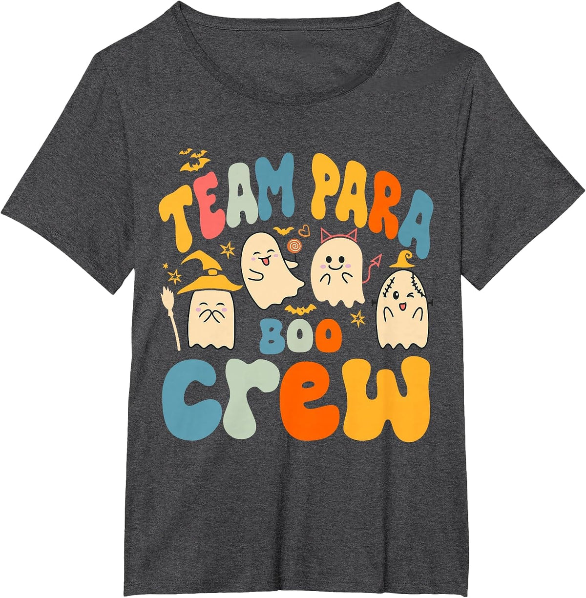 Team para Boo Crew Halloween Ghost Paraprofessional Teacher T-Shirt - Dark Heather Grey